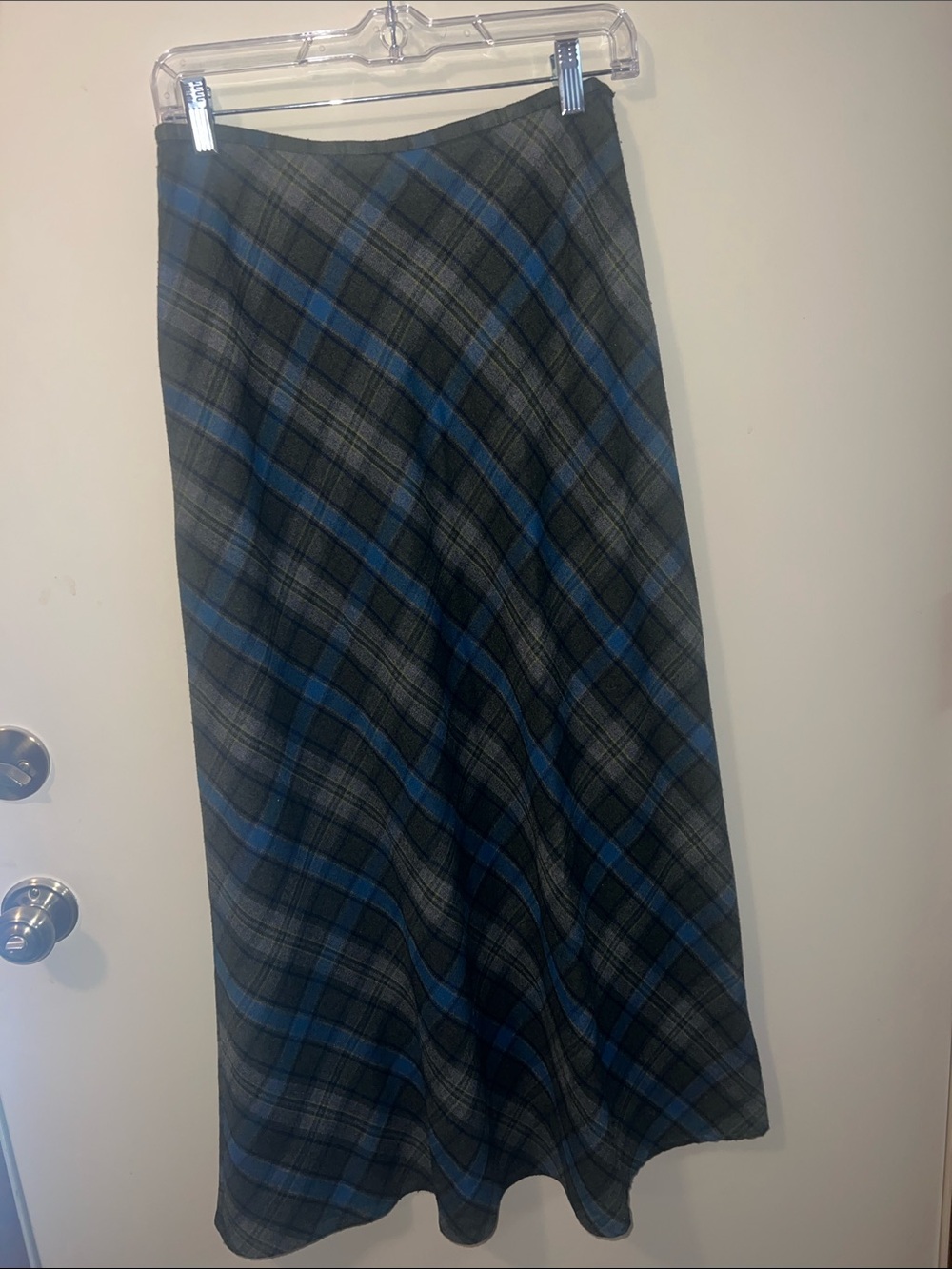Liz Claiborne Gray and Blue Plaid Maxi Skirt